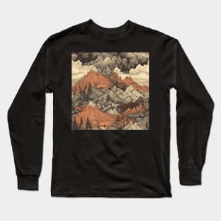 Mountains Painting Japan Long Sleeve T-Shirt